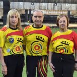 Imatge dels tres tiradors del Club Tir Precisió participants a la competició, d'esquerra a dreta, Mercè Mas, Josep Bertran i Anna M. Herrera.
